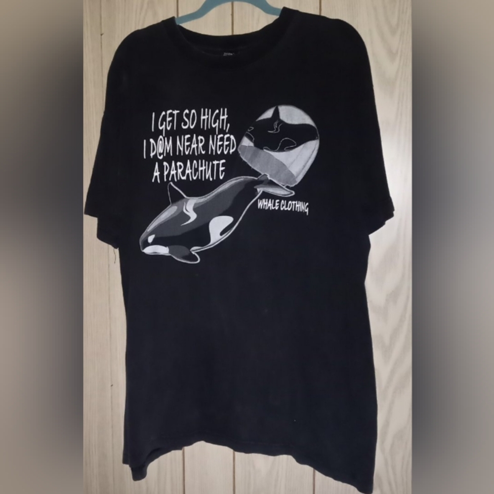 Vtg. Whale Clothing Black Graphic T-Shirt 2XL